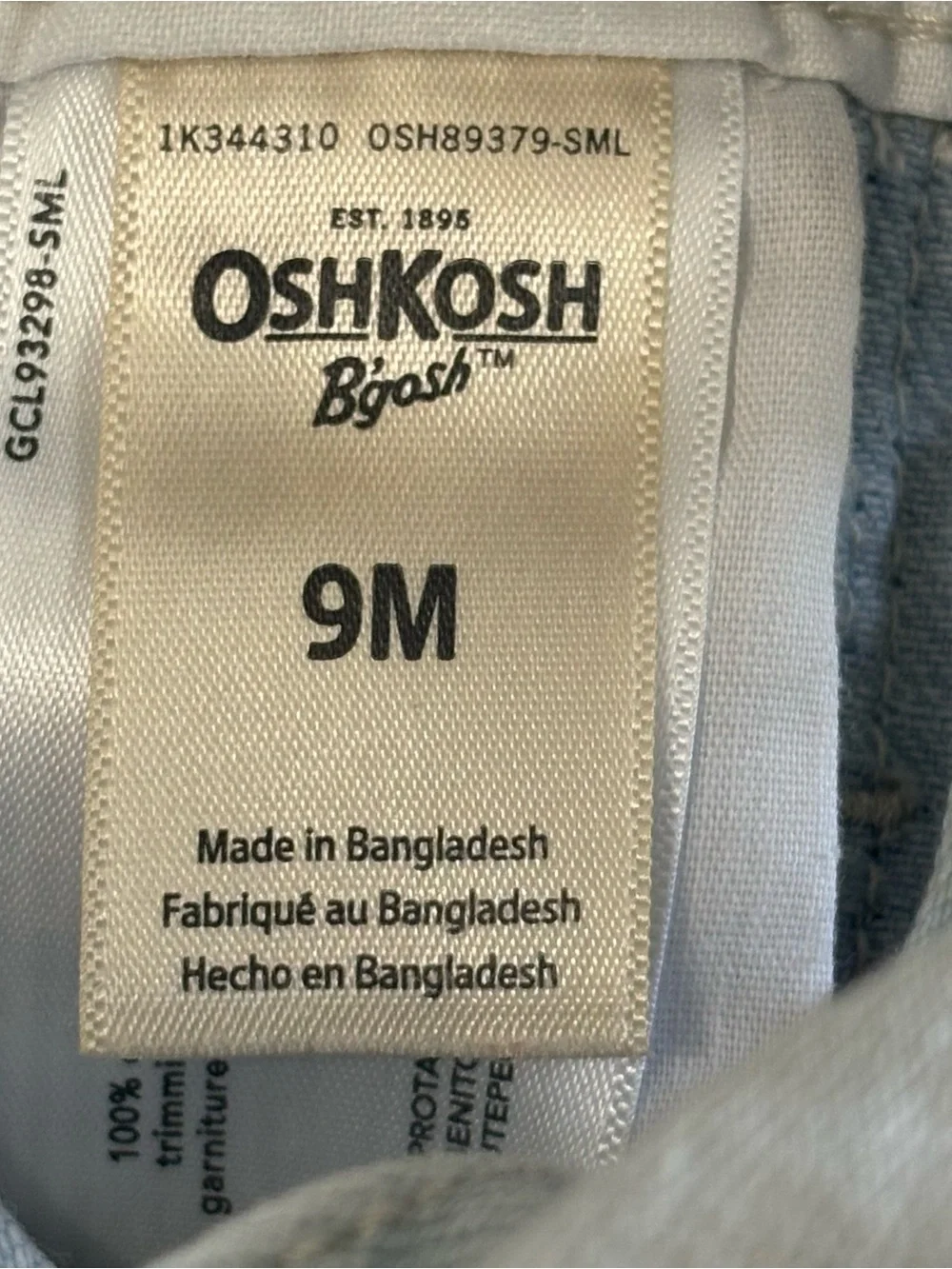 OshKosh B'gosh Baby Denim Girls Shortalls Size 9 month